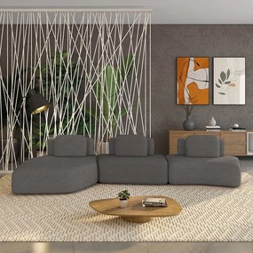 Sofá 3 Lugares Orgânico com Chaise e 2 Módulos Berlim Bouclê Grafite K01 - D'Rossi