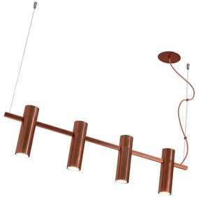 Pendente Tubetto 5,7X20X85Cm Focos Equidistantes 4Xmr16 - Usina 16960/... (BT - Branco Texturizado)