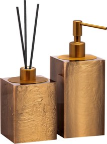 Conjunto Banheiro Duo Quadrado Resina - Champagne - Ouro Escovado Champagne - Ouro Escovado