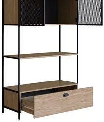 Estante Livreiro 2 Portas 1 Gaveta Estilo Industrial York Hanover/Pret