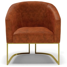 Poltrona Decorativa Industrial Dourado kit 2 Stella Sintético PU D03 - D'Rossi - Nozes