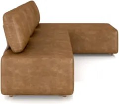 Sofá 3 Lugares Com Chaise 222cm Rovier Sintético Caramelo Z32 - Mpozen