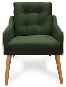 Poltrona Decorativa Delta Pés Palito Corano Bege / Veludo Verde - Sheep Estofados - Verde