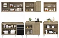 Armário de Cozinha Modulado de Canto 6 Peças CP28 Balcão sem Tampo Cas
