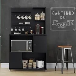 Armário Multiuso 2 Portas Cantinho do Café Aconchego Preto Acetinado -
