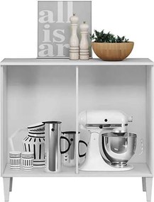 Balcão Cozinha com Tampo 92cm 2 Portas Nicole A09 - D'Rossi - Branco