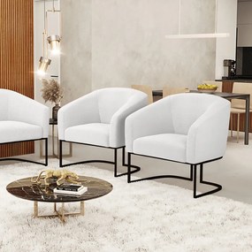 Cadeira Sala de Jantar Industrial Preto Kit 2 Stella Bouclê D03 - D'Rossi - Off White