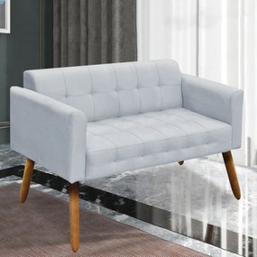 Poltrona Namoradeira Decorativa Pés Palito Karen Suede Cinza G19 - Gran Belo