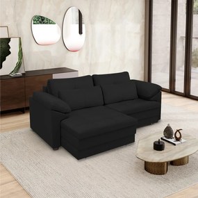 Sofá Retrátil Elétrico Sala de Estar Nolan Bipartido 175cm Conforto Premium em Couro Preto G58 - Gran Belo