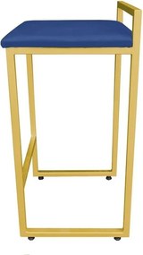 Conjunto 02 Banquetas Pietra Suede Base Dourado D03 - D'Rossi - Azul royal