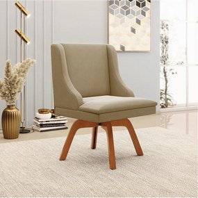 Kit 02 Cadeiras de Jantar Liz Suede Marrom Rato Base Madeira Mm35 D03 - D'Rossi