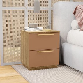 Mesa Cabeceira Quarto 50cm com 2 Gavetas Magna V01 - D'Rossi - Naturale e Camarim