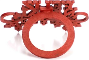 Porta Guardanapo Feliz Natal MDF Vermelho 5x8cm - D'Rossi