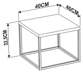 Mesa de Centro Cube Estilo Industrial Vermont Base Metálica Preto 32,5 cm A05 - D'Rossi