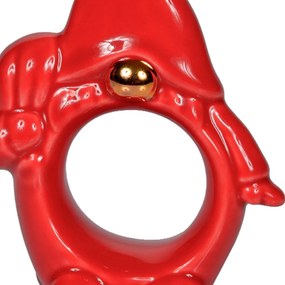 Porta Guardanapo Papai Noel Cerâmica Vermelho 11,5x7cm - D'Rossi