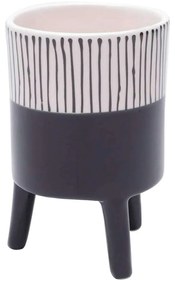 Cachepot Vaso Decorativo de Cerâmica Bright Colors Preto Grande