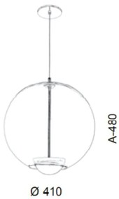 Pendente Globo Led Integrado Ø41X48Cm Metal E Globo Ø41Cm 03 Pci X 5,5... (COBRE FOSCO, AMBAR)