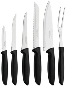 Kit Jogo De Facas Gourmet Tramontina 6 Peças Inox Preto Plenus