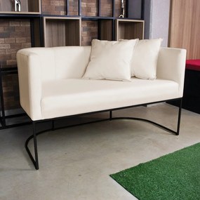 Namoradeira Paola 02 Lugares Linho Base Metálica Preto D03 - D'Rossi - A27 Areia