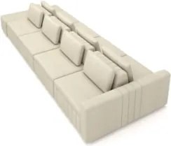 Sofá Ilha e Puff Sala Living 465cm Siesta M22 Linho Areia    - Mpozena
