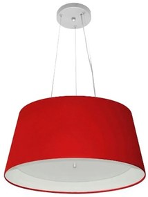 Lustre Pendente Cone Md-4144 Cúpula em Tecido 25x50x40cm Vermelho - Bivolt