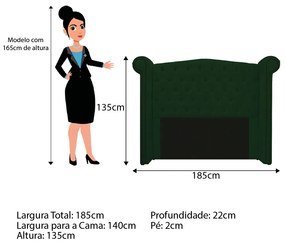 Kit Cabeceira e Calçadeira Veneza 140 cm Casal Suede Verde - ADJ Decor