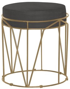 Puff Decorativo Sala de Estar Base Gold Chloe Suede Cinza G41 - Gran Belo
