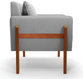 Poltrona Lana Suede Base de Madeira - D'Rossi - Cinza