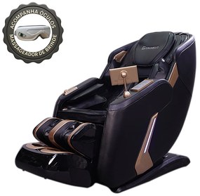 Poltrona Elétrica Reclinação Gravidade Zero 3D Massagem Aquecimento Stark Bivolt Tela LCD Touch com Óculos Massageador de Brinde PU G94 - Gran Belo - Preto