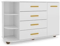 Cômoda Infantil com Cantoneira e 4 Gavetas 100% MDF New Lorena Branco