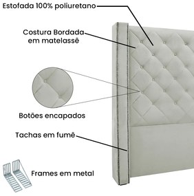 Cabeceira Cama Box Casal 140 cm Vicenza Veludo S04 - D'Rossi - Prata