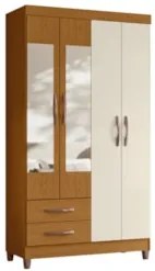 Guarda Roupa Solteiro 103cm com Espelho Dony A02 Off/Cinamomo - Mpozen
