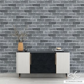 Papel de Parede Tijolo Tons de Cinza