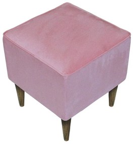 Puff Quadrado Milão Sigma em Suede com Pés Palito - Rosa