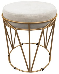 Puff Multiuso com Mesa Babu 2 em 1 Suede Base Dourado D'Rossi - Bege