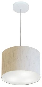 Lustre Pendente Cilíndrico Md-4209 Cúpula em Tecido 25x25cm Linho Bege - Bivolt