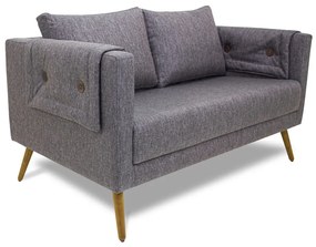Poltrona Namoradeira Paris D07 2 Lugares Linho Mescla Marrom - D'Rossi