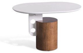 Mesa Lateral Lizza Oval Tampo e Haste Pintura Laca Fosca Base Lâmina Cinamomo