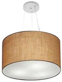 Lustre Pendente Cilíndrico Md-4187 Cúpula em Tecido 45x30cm Palha - Bivolt