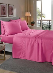Jogo de Cama 200 Fios Pink King 4 Peças