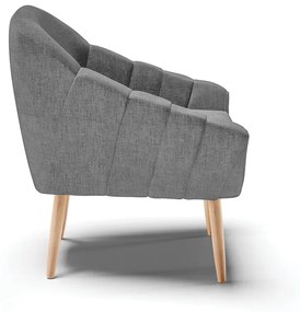 Poltrona Giovana Linho Grafite A26 Pés Palito Natural - Indo Decorar