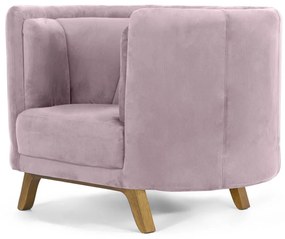 Kit 02 Poltronas Decorativas Para Sala de Estar Base de Madeira Ferrara Veludo Rosê G15 - Gran Belo