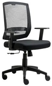 Cadeira de Escritório Giratória New Opus Roal Preta Encosto em Tela Base Nylon Syncron