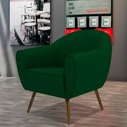 Poltrona Decorativa Sala de Estar Pés Palito Madeira Nina C-303 Veludo
