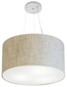 Lustre Pendente Cilíndrico Md-4187 Cúpula em Tecido 45x30cm Rustico Bege - Bivolt