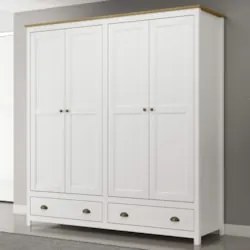 Guarda Roupa Casal 176cm 4 Portas 2 Gavetas Lázio Branco/Freijó F07 -