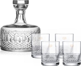 Jogo Garrafa e 4 Copos Lapidado 53 P/ Whisky On The Rocks 300ml Incolor