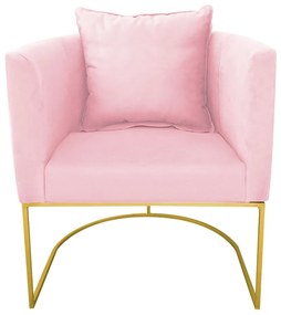 Poltrona Paola Suede Base Metálica Dourado D03 - D'Rossi Bege - Rosa Bebê