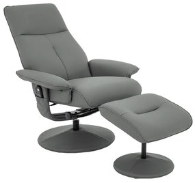 Poltrona do Papai Elétrica com Massagem e Giratória Nebraska com Apoio de Pés Pu Cinza G56 - Rivatti