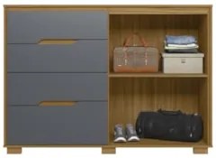 Cômoda Para Quarto 4 Gavetas 147cm Gênova Z17 Freijó/Cinza - Mpozenato